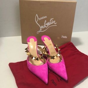 Christian Louboutin Planet Choc Suede Mule Slides
